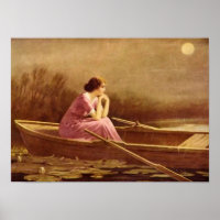 ALONE/Lady auf dem Schiff/Vintage Kunst