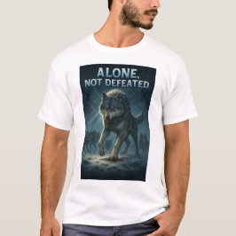 Alone, Not Defeated | Motivational Wolf Art T-Shirt