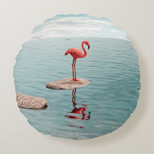Alone – Stille Balance Rundes Kissen (Vorderseite)