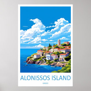 Alonissos Insel Vintage Reiseplakat Ski Poster
