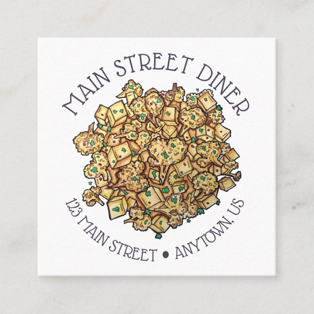 Aloo Gobi Indian Food Restaurant Küche Quadratische Visitenkarte (Vorderseite)