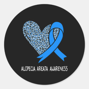 Alopecia Areata Awareness Blue Ribbon Runder Aufkleber