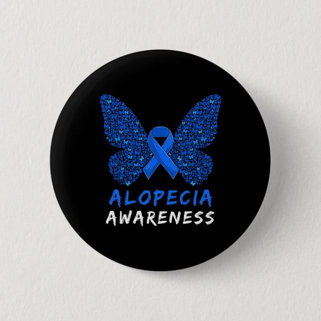 Alopecia Areata Awareness Month Blue Ribbon Button (Vorderseite)