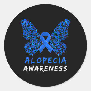 Alopecia Areata Bewusstseinsmonat Blaues Band Runder Aufkleber