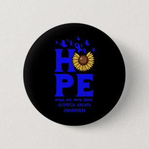 Alopecia Areata Blaue Hoffnung Vintage Sonnenblume Button