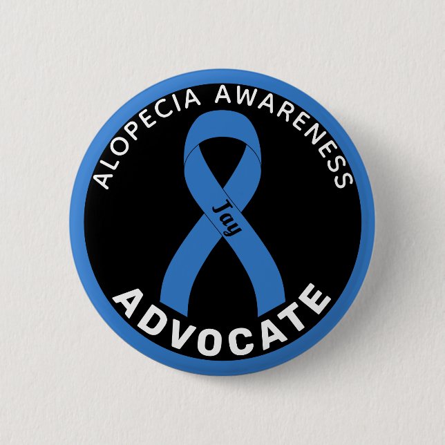 Alopecia Awareness Advocate Ribbon Black Button (Vorderseite)