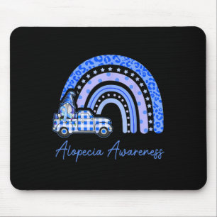 Alopecia Awareness Blue Gnomes Truck Rainbow Mousepad