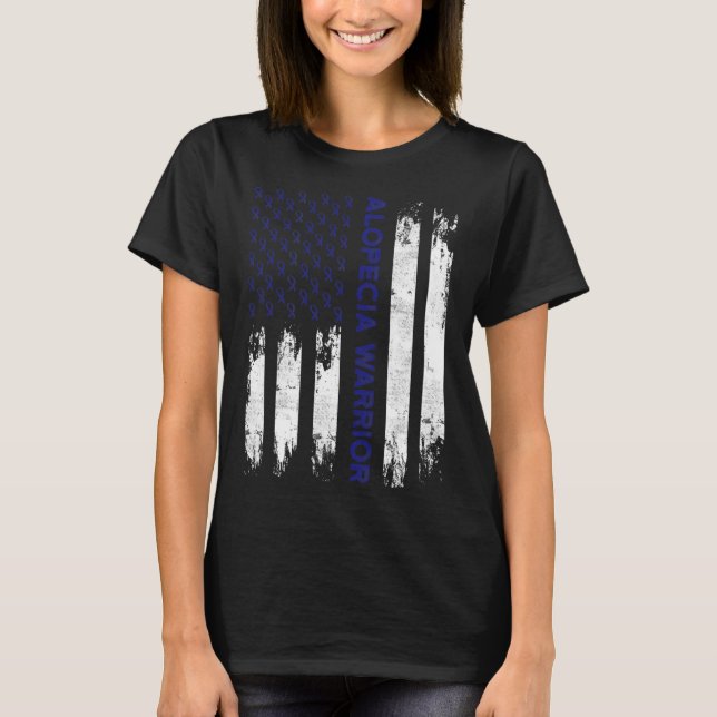 Alopecia Awareness Haair Loss Krieger Flag Tool Su T-Shirt (Vorderseite)