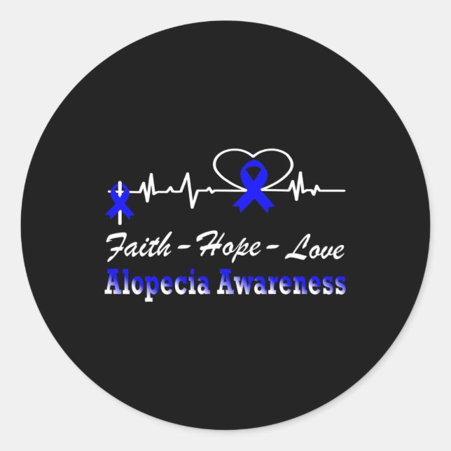 Alopecia Awareness Heartbeat Christliches blaues K Runder Aufkleber (Vorderseite)