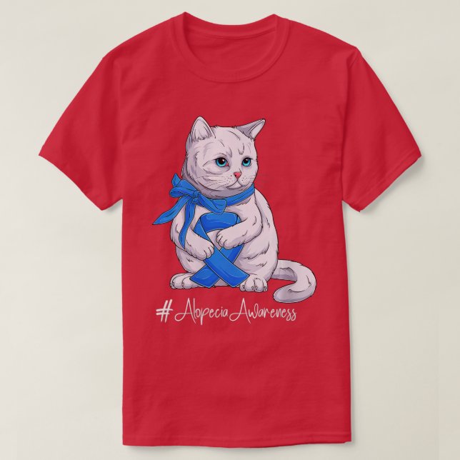 Alopecia Awareness Month Blue Ribbon Cat VN T-Shirt (Design vorne)