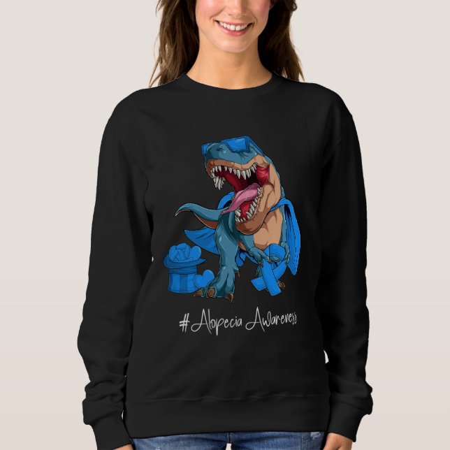 Alopecia Awareness Month Blue Ribbon Trex Sweatshirt (Vorderseite)