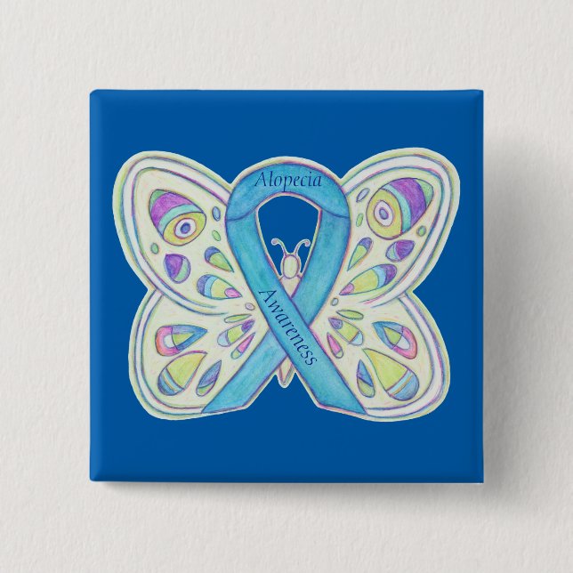 Alopecia Butterfly Butterfly Button für benutzerde (Vorderseite)