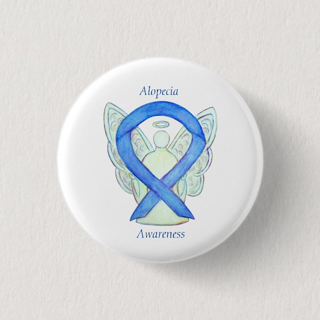 Alopecia Engel Awareness Blue Ribbon Custom Button (Vorderseite)