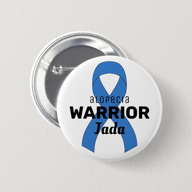 Alopecia-Krieger-Schleife Weiße Knöpfe Button (Vorne & Hinten)