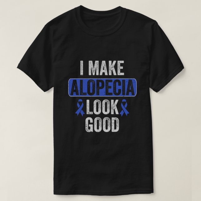 Alopecia sehen gut Haare verlieren Blue Ribbon Awa T-Shirt (Design vorne)