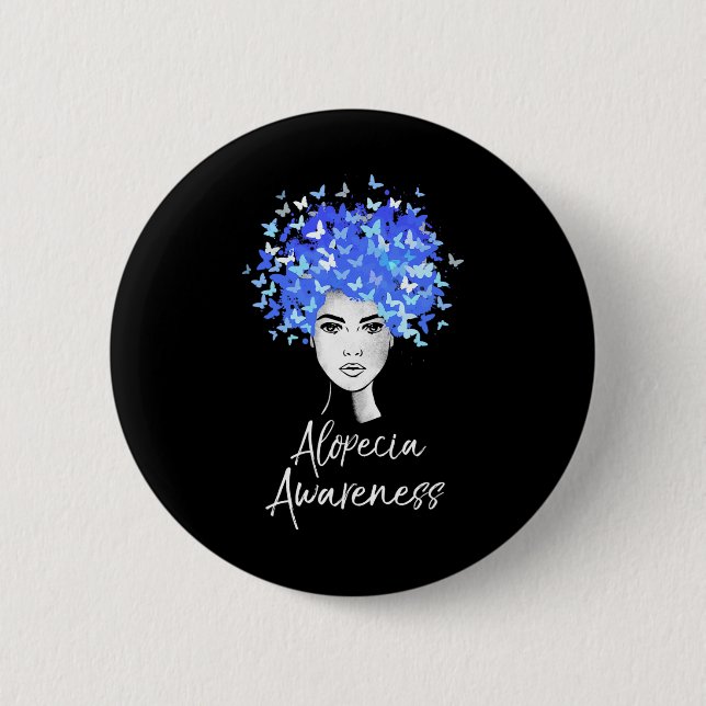 Alopecia Sensibilisierung Schmetterlinge Geschenk Button (Vorderseite)