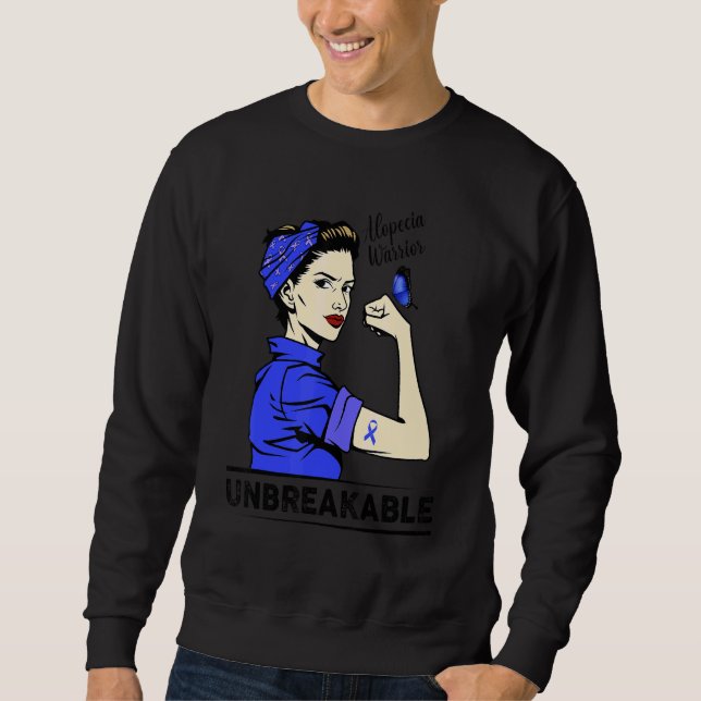 Alopecia Warrior Unbreakable Blue Ribbon Sweatshirt (Vorderseite)