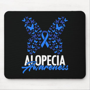 Alopezie Awareness Blue Ribbon Butterfly Alopezie Mousepad