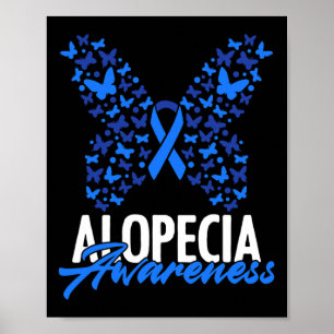 Alopezie Awareness Blue Ribbon Butterfly Alopezie Poster