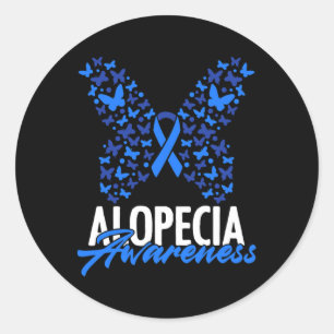Alopezie Awareness Blue Ribbon Butterfly Alopezie Runder Aufkleber