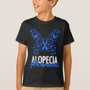 Alopezie Awareness Blue Ribbon Butterfly Alopezie T-Shirt