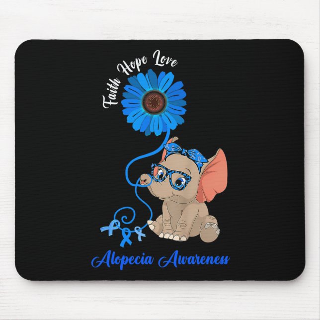 Alopezie Bewusstsein Elefant Glaube Hoffnung Liebe Mousepad (Vorne)