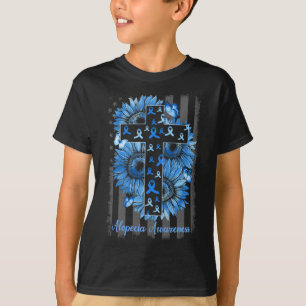 Alopezie Bewusstsein Sonnenblume Amerikanische Fla T-Shirt