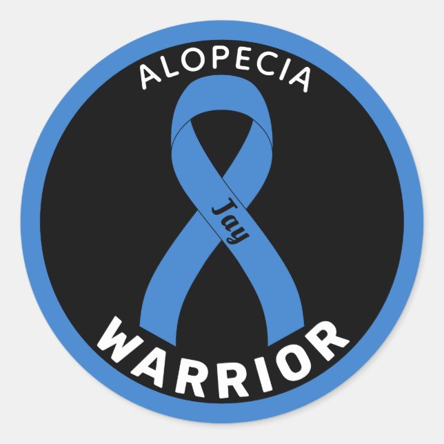 Alopezie Warrior Ribbon Black Round Sticker (Vorderseite)