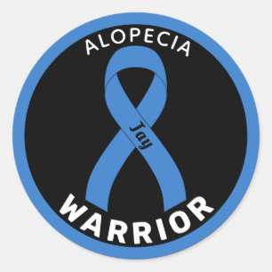 Alopezie Warrior Ribbon Black Round Sticker