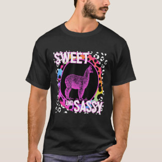 Alpaca 90er Nostalgie Regenbogen Leopard Print Tro T-Shirt