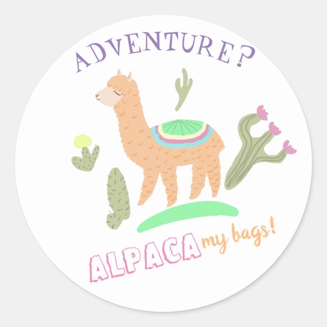 Alpaca Adventure My Bags Runder Aufkleber (Vorderseite)