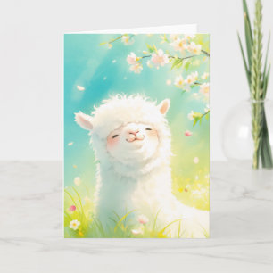 Alpaca Basking in den Blumen Karte