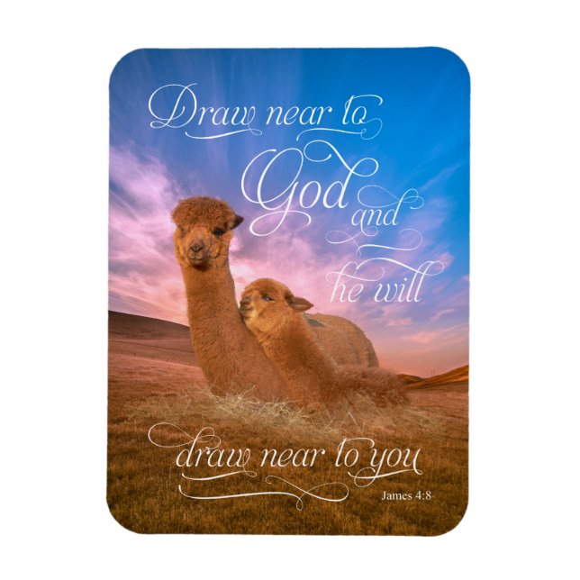 Alpaca Bible Verse Gezeichnet Nähe zu Gott Foto Ma Magnet (Vertikal)