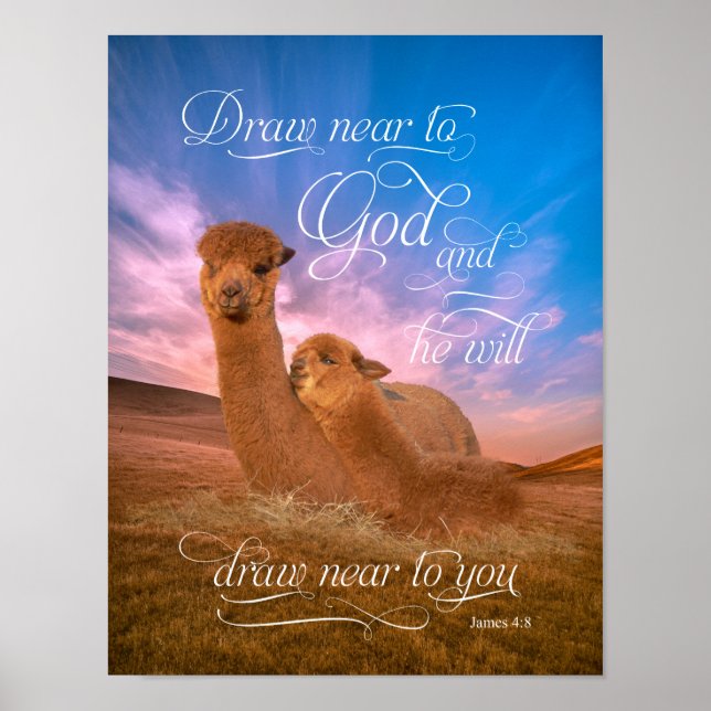 Alpaca Bible Verse Zeichne in der Nähe von Gottesp Poster (Vorne)