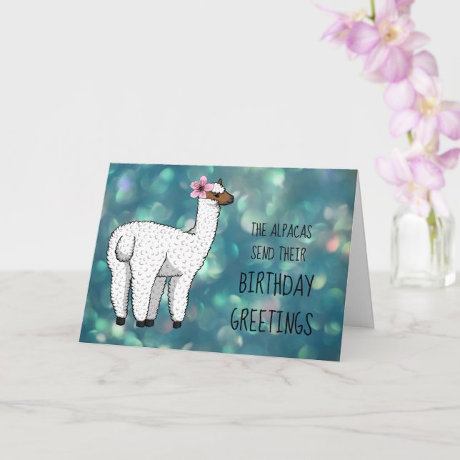 Alpaca Birthday Greetings Card Karte (Orchidee)