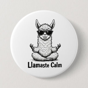 Alpaca Bleibe Calm Llamaste Lama Yoga Funny Button