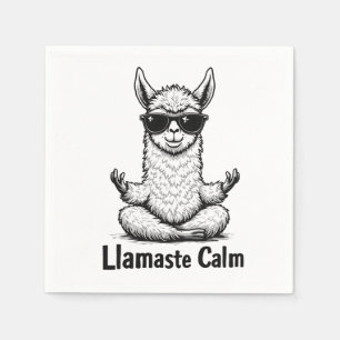 Alpaca Bleibe Calm Llamaste Lama Yoga Funny Serviette