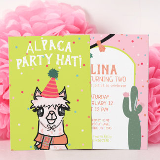 Alpaca Cactus Fiesta Birthday Einladung