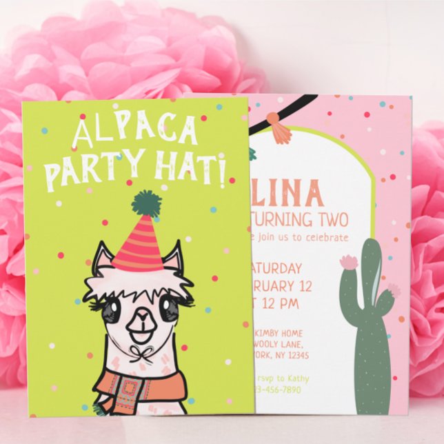 Alpaca Cactus Fiesta Birthday Einladung (Von Creator hochgeladen)