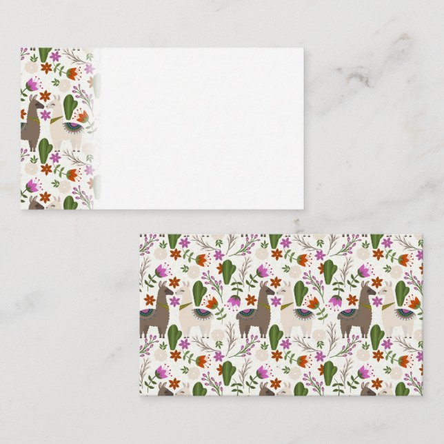 Alpaca Cactus floral Pattern Animal Lover Platzkarte (Vorne/Hinten)