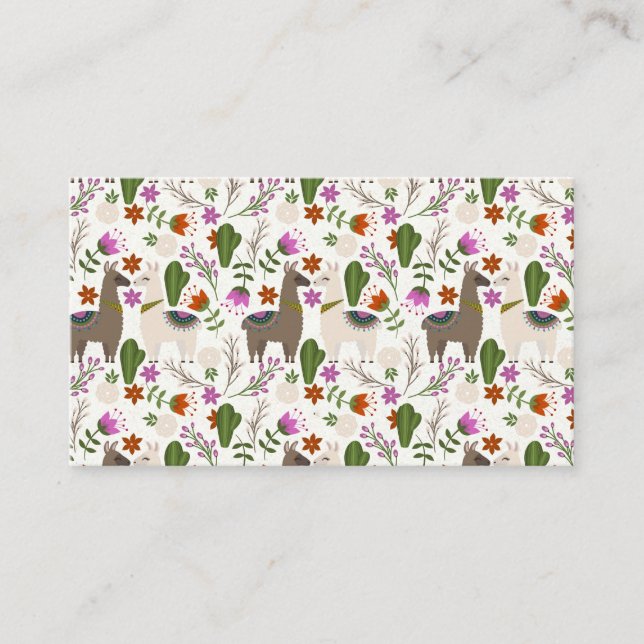 Alpaca Cactus floral Pattern Animal Lover Visitenkarte (Vorderseite)