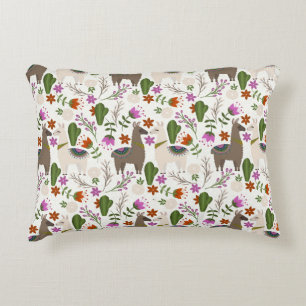 Alpaca Cactus Floral Pattern Dekokissen