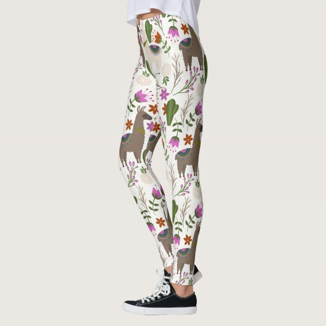 Alpaca Cactus Floral Pattern Leggings (Links)