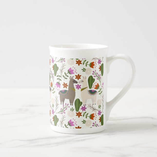 Alpaca Cactus Floral Pattern Prozellantasse (Rechts)