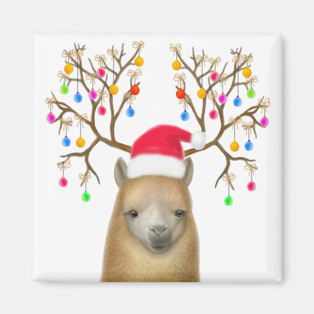 Alpaca Christmas Magnet (Vorne)