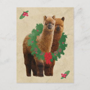 Alpaca Christmas Postcard Feiertagspostkarte