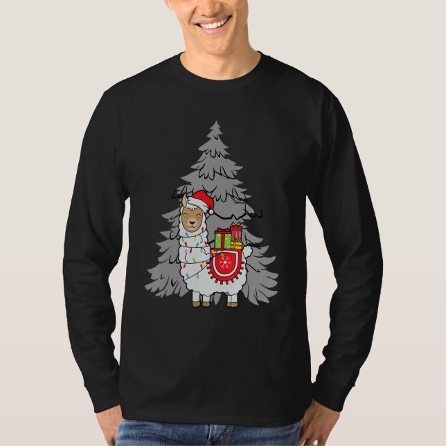 Alpaca Christmas Tree Santa Fun Celebration Happy  T-Shirt (Vorderseite)