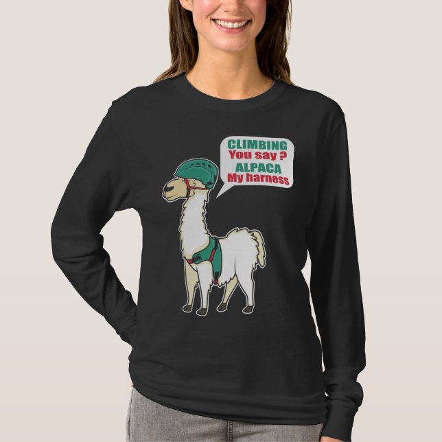 Alpaca Climbing Mountain Climber And Alpaca Fan T-Shirt (Vorderseite)