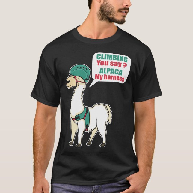 Alpaca Climbing Mountain Climber And Alpaca Fan T-Shirt (Vorderseite)