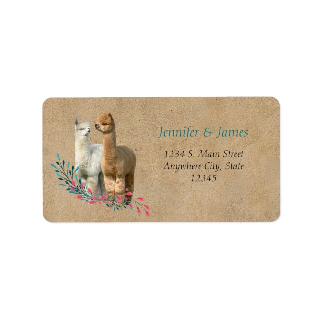 Alpaca Country Wedding Address Return Labels Adressaufkleber (Vorne)